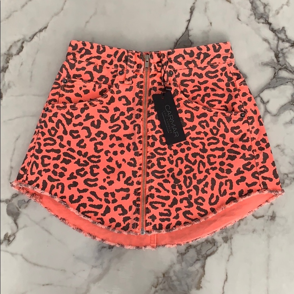 Carmar Denim Cheetah Print Skirt - Picture 2 of 6